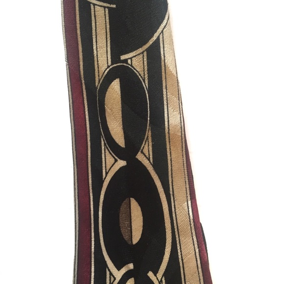 Screenplay by Martin Wong Silk Tie Geometric Black Taupe Burgundy Ivory - Picture 5 of 7